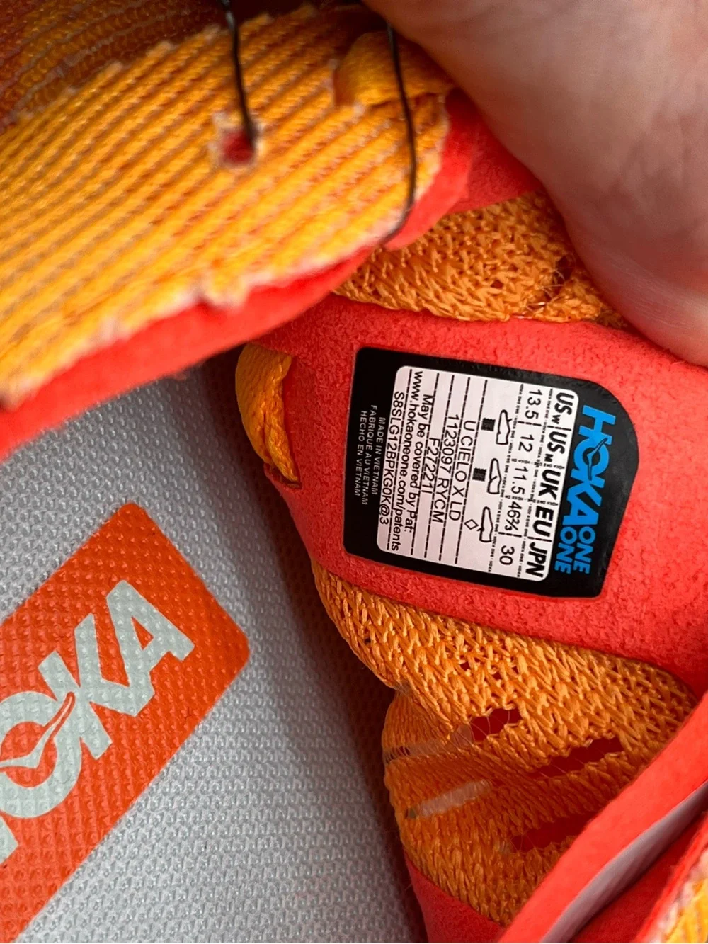 Hoka Cielo X LD Orange Track Running Spikes Pale Blue Sole Men’s 12/Women’s 13.5